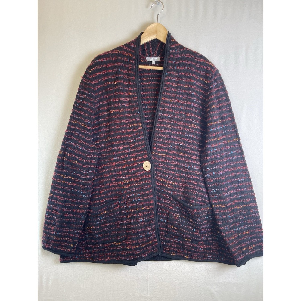 NWT Habitat Sweater Cardigan Womens XL Black Lagenlook Pockets One Button